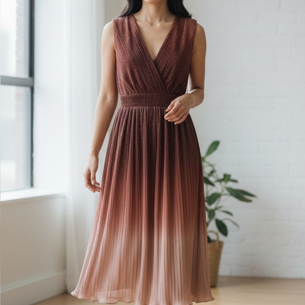 🥀HP Dress the Population Ellery Shimmer Ombré Midi Cocktail Dress